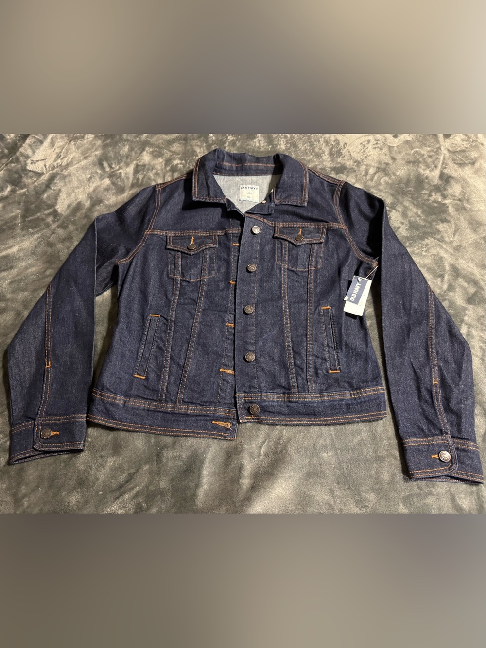 Old Navy Womens Denim Jacket Large Blue Truckers Style Button Front Classic NWT
